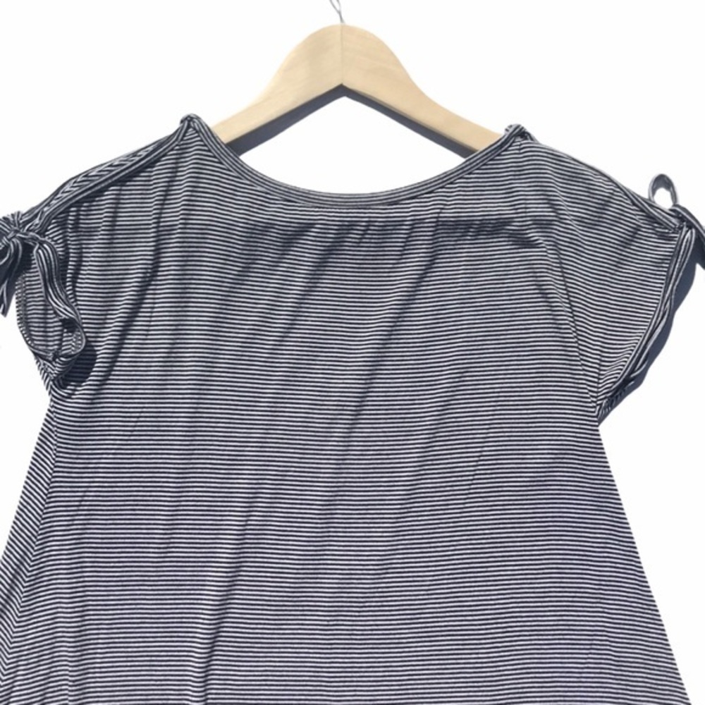 Max Studio Striped Short Sleeve Tie Details Shirt - Picture 4 of 6